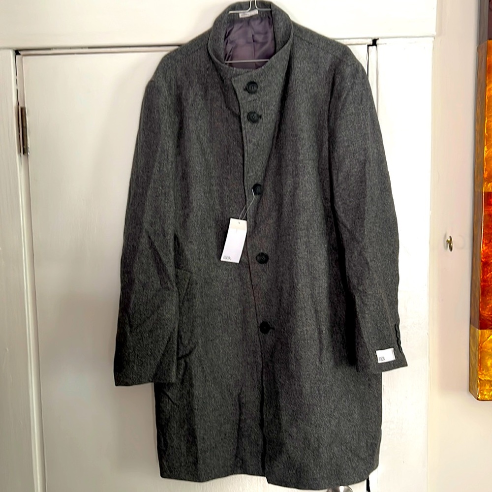 NWT  Easton Basket weave Trim Fit Coat Black/Gray Men's L (42-44).